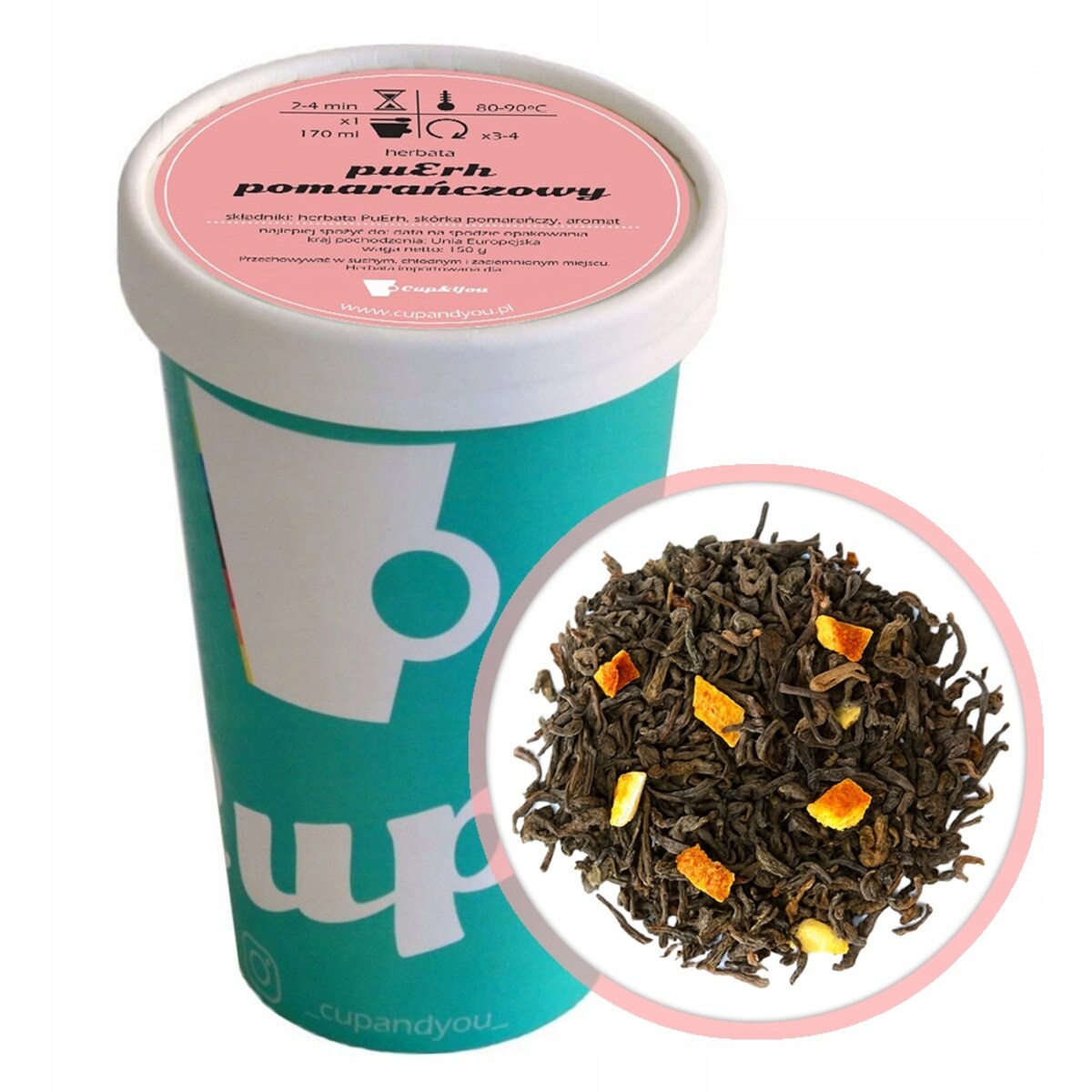 Najlepsza liściasta herbata czerwona puerh POMARAŃCZOWA skórka pomarańczy