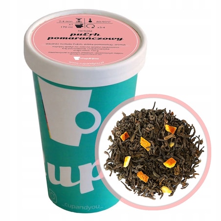 Najlepsza liściasta herbata czerwona puerh POMARAŃCZOWA skórka pomarańczy