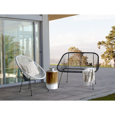 Ławka ogrodowa 114 cm z technorattanu czarna ACAPULCO