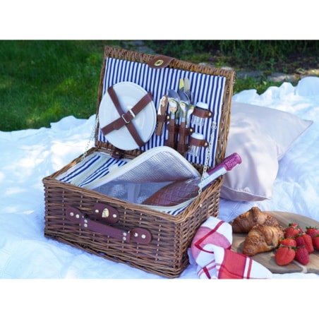 Wiklinowy Kosz Piknikowy Termiczny Dla 2 Osób Sztućce Talerze