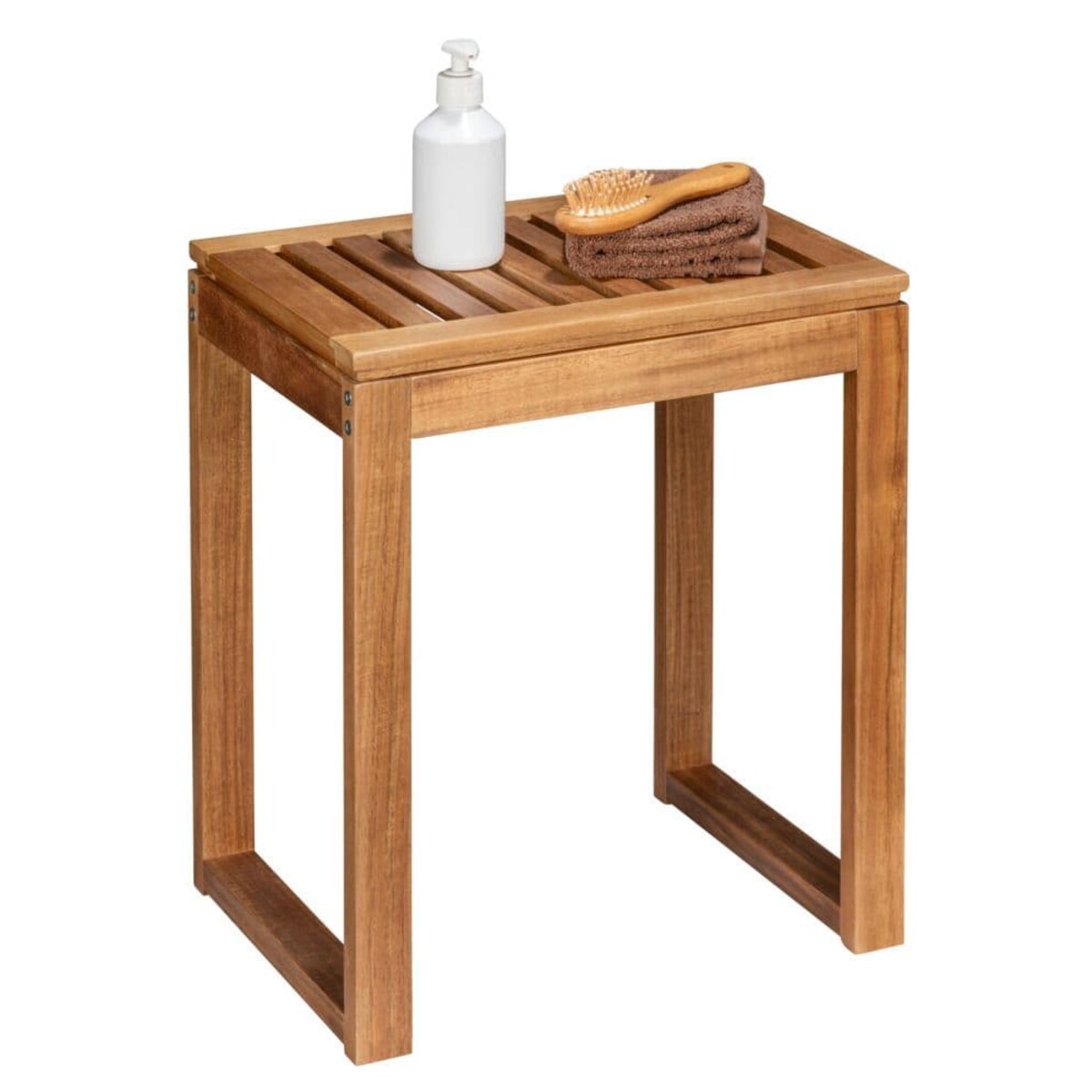 Stołek łazienkowy z drewna akacji FONDI, wys. 46 cm