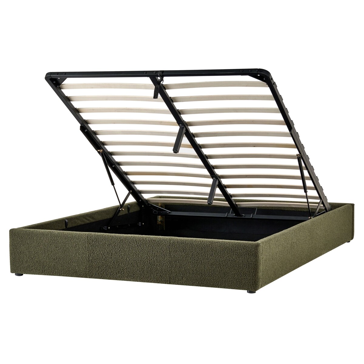 Łóżko z pojemnikiem bez zagłówka Boucle DINAN 160 x 200 cm Ciemnozielony