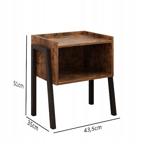 Szafka nocna loft stolik rustykalny półka drewniana industrialna sypialnia