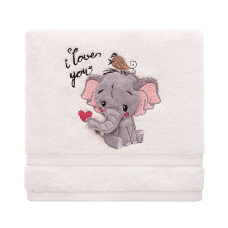 Miękki Kremowy Ręcznik do Rąk dla Dzieci 30 x 50 Słonik Ręczniczek Kąpielowy