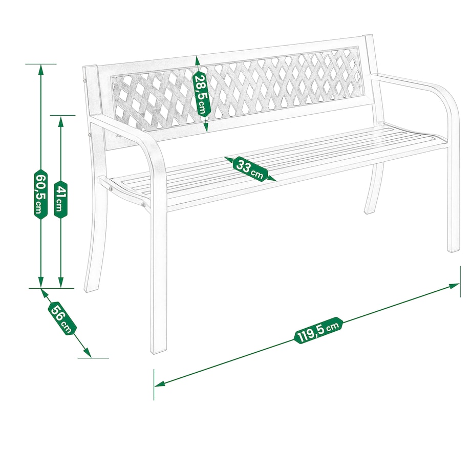 Ławka ogrodowa z oparciem stalowa na balkon