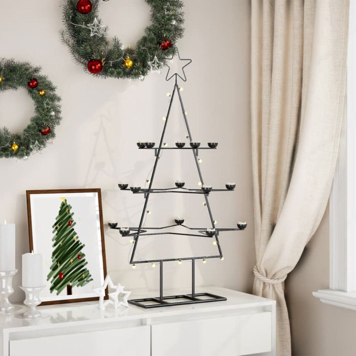 vidaXL Metalowa choinka świąteczna, do dekoracji, czarna, 105 cm