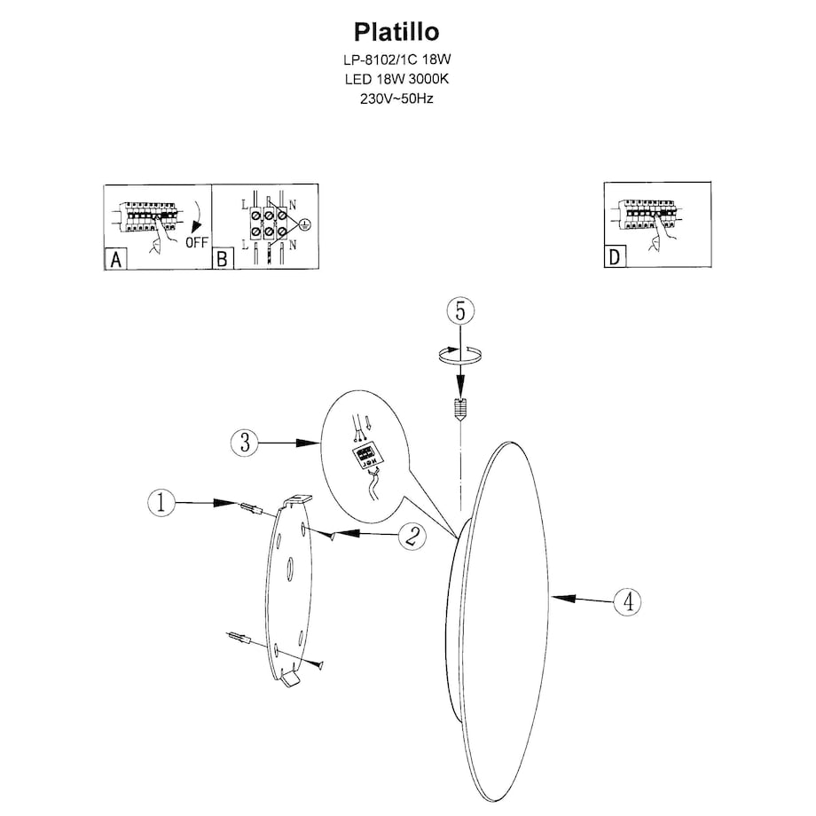 Plafon Light Prestige Platillo czarny LED CCT 3000K/4000K/6000K (regulowana) 1 szt.
