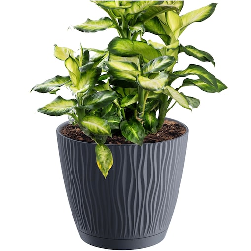 Doniczka Osłonka Okrągła Z Podstawką 16,8 Cm Antra