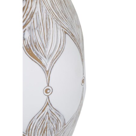 Lampa stołowa Oval Atene, kolor bielony i brązowy, żywica syntetyczna i żelazo, 38 x 38 x 67 cm, kształt owalny, 1 x E27, max. 40 W, Mauro Ferretti