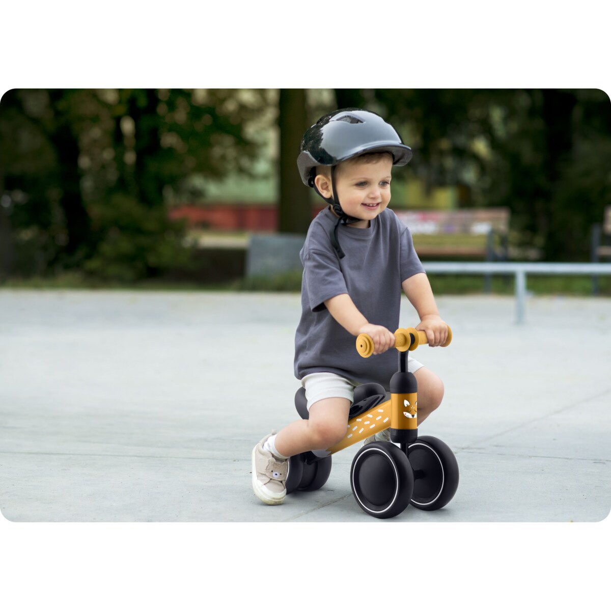 Rowerek biegowy trójkołowy jeździk dla dzieci lekki Ricokids żółto-czarny