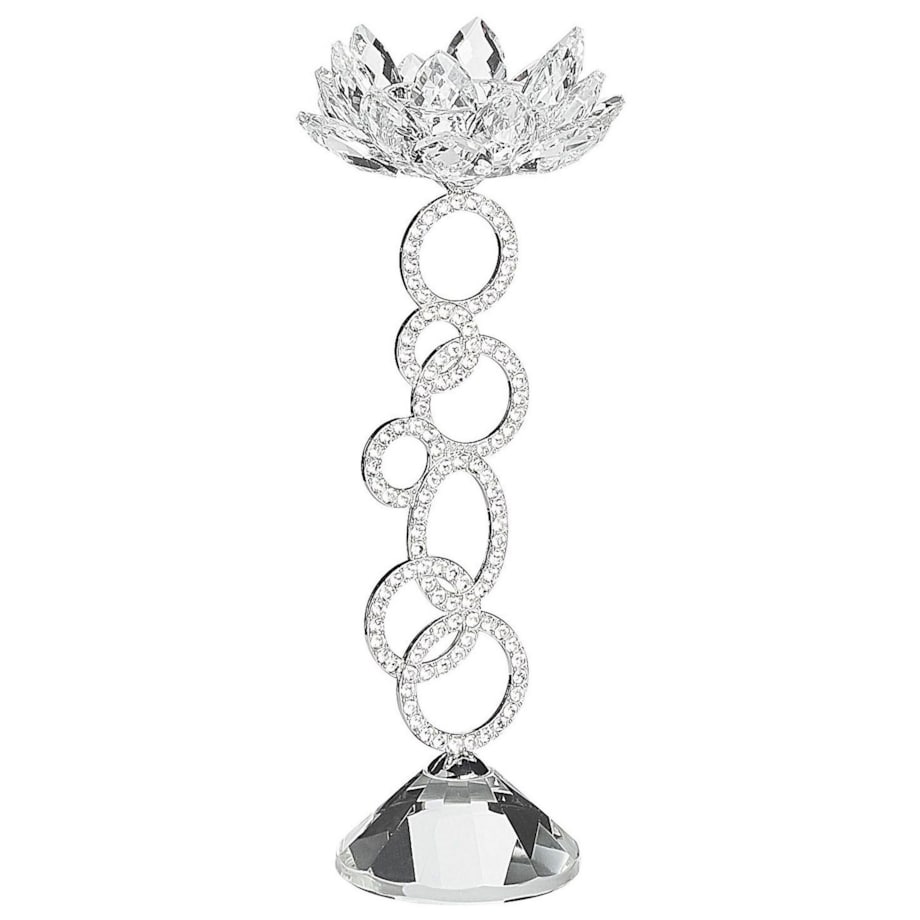 Świecznik szklany 27 cm srebrny OVIEDO