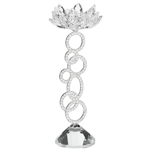 Świecznik szklany 27 cm srebrny OVIEDO