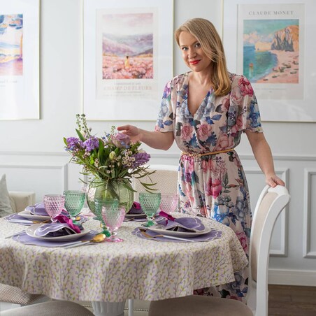 Haftowane podkładki Purple Petali - 6 sztuk