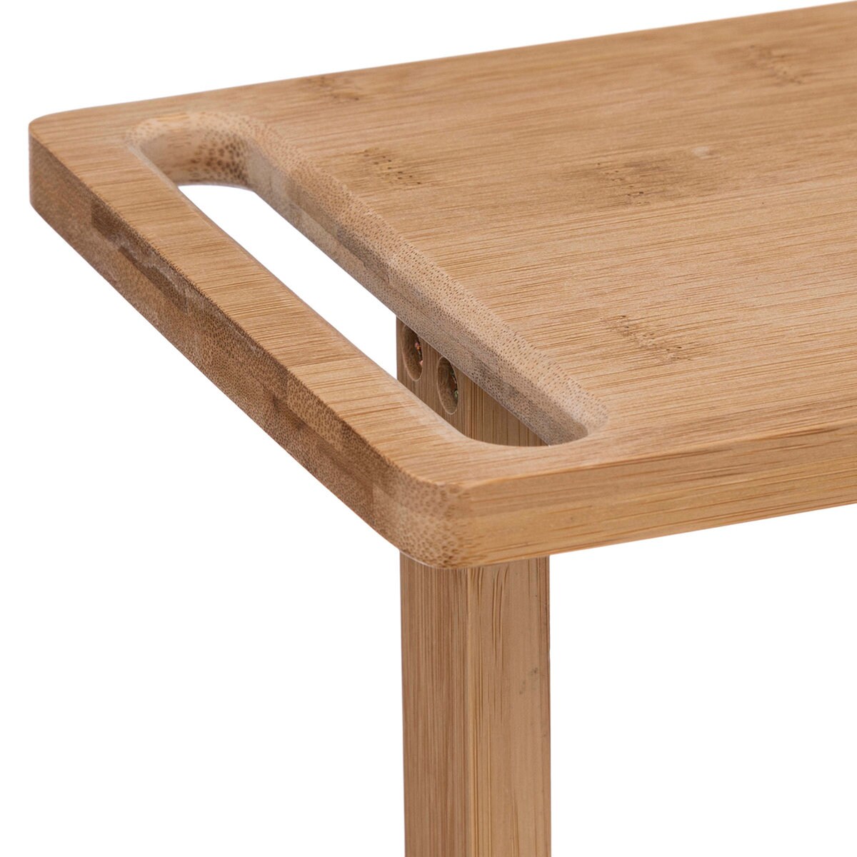 Wąski regał łazienkowy na kółkach, bambus, 4 poziomy