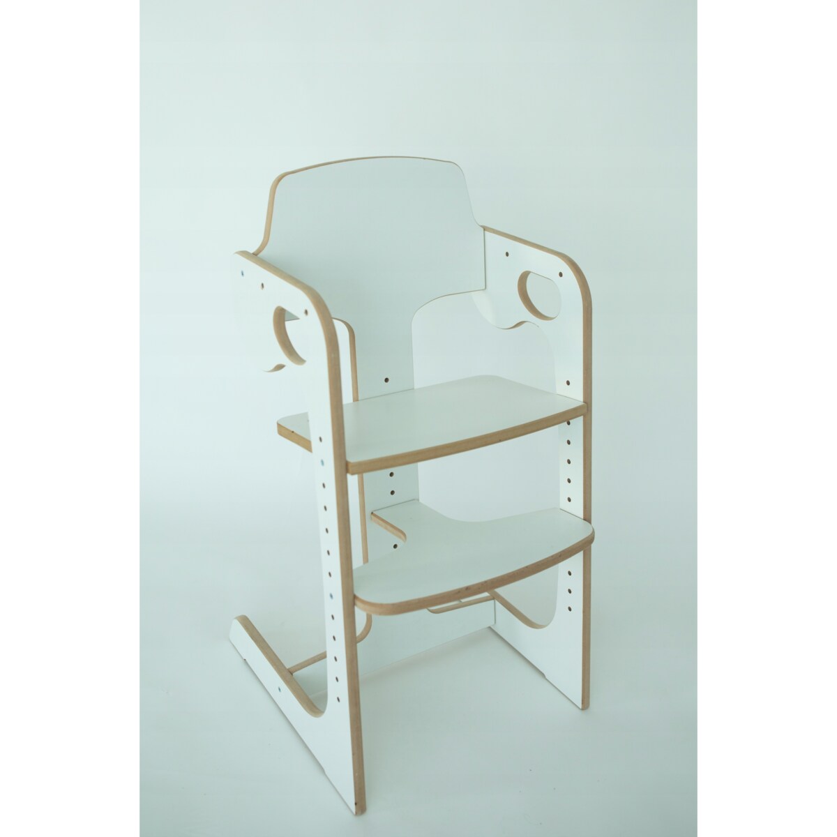 Krzesełko do karmienia DREWNIANE białe do jadalni REGULOWANE CERTYFIKOWANE