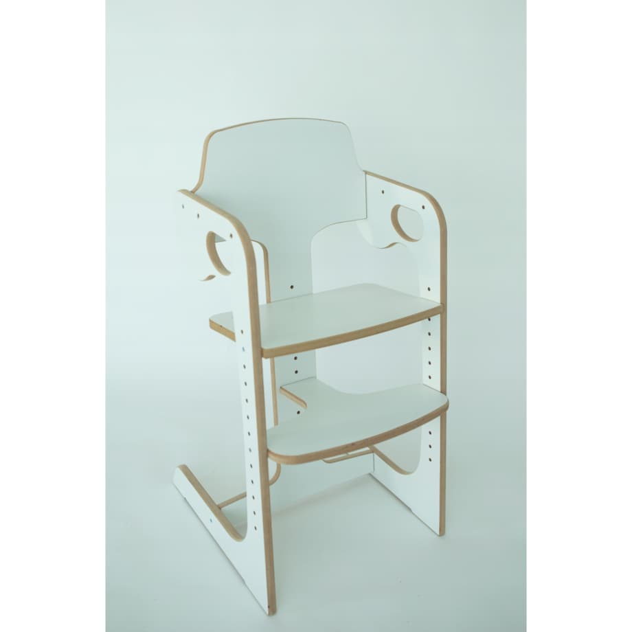 Krzesełko do karmienia DREWNIANE białe do jadalni REGULOWANE CERTYFIKOWANE