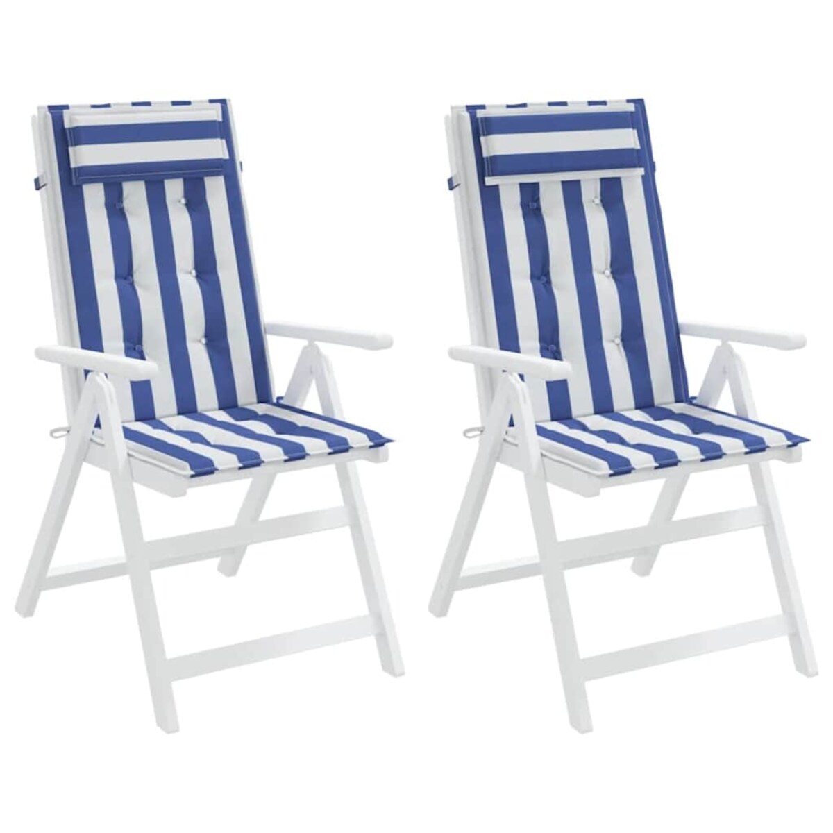 vidaXL Poduszki na krzesła z wysokim oparciem, 2 szt., niebiesko-białe