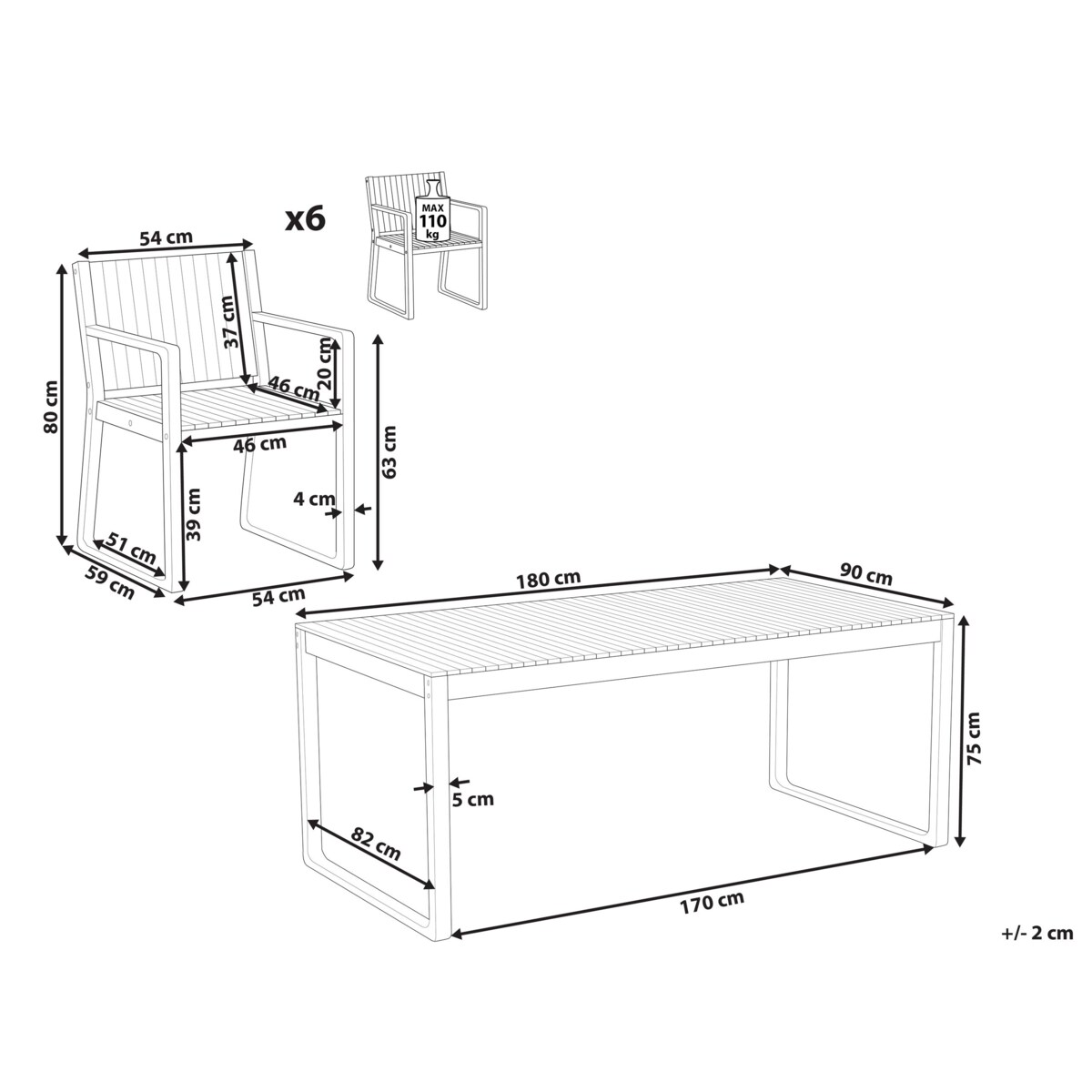 Zestaw jadalniany dla 6 osób Drewno Jasne drewno SASSARI II