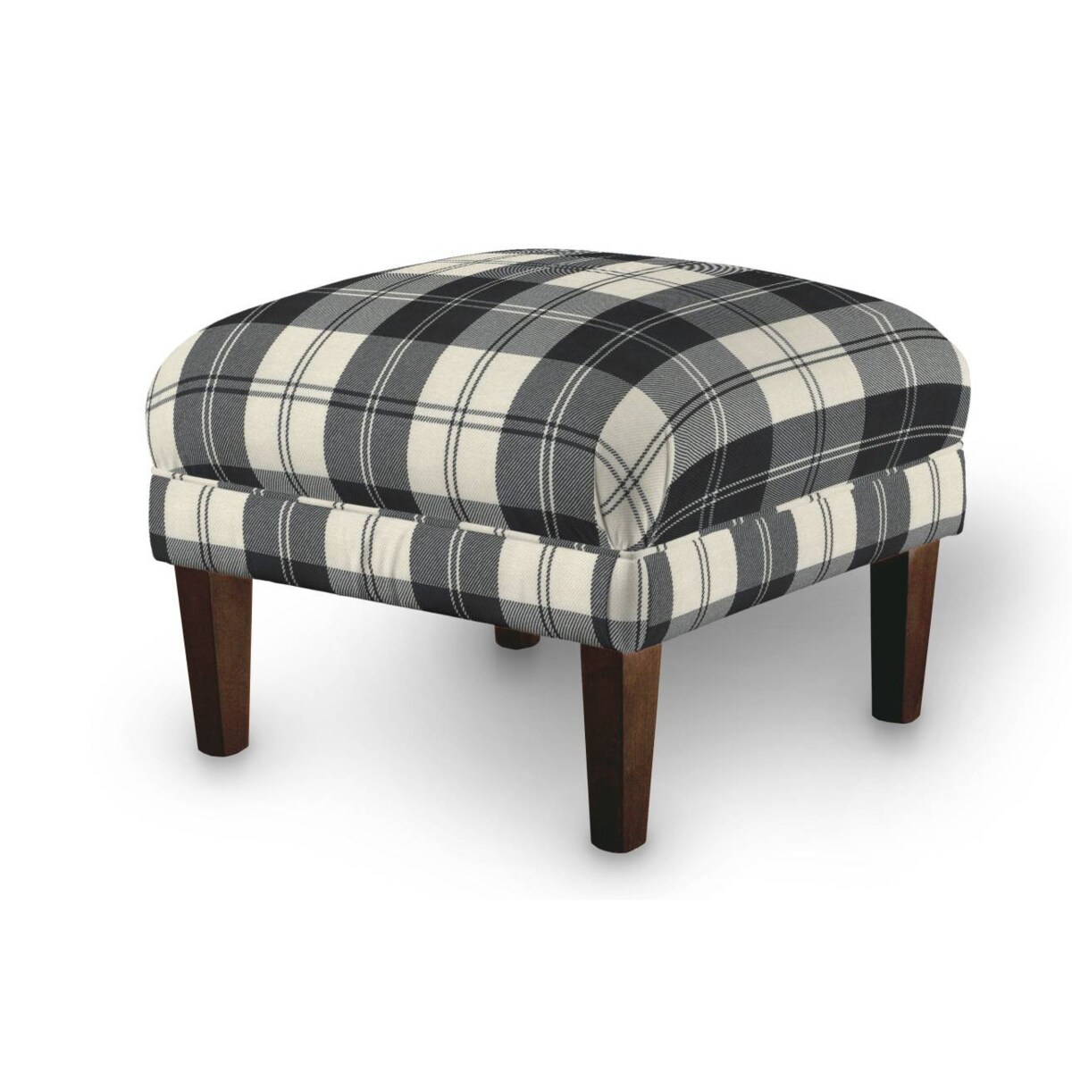 Podnóżek do fotela, krata czarno-biała, 56 x 56 x 40 cm, Edinburgh