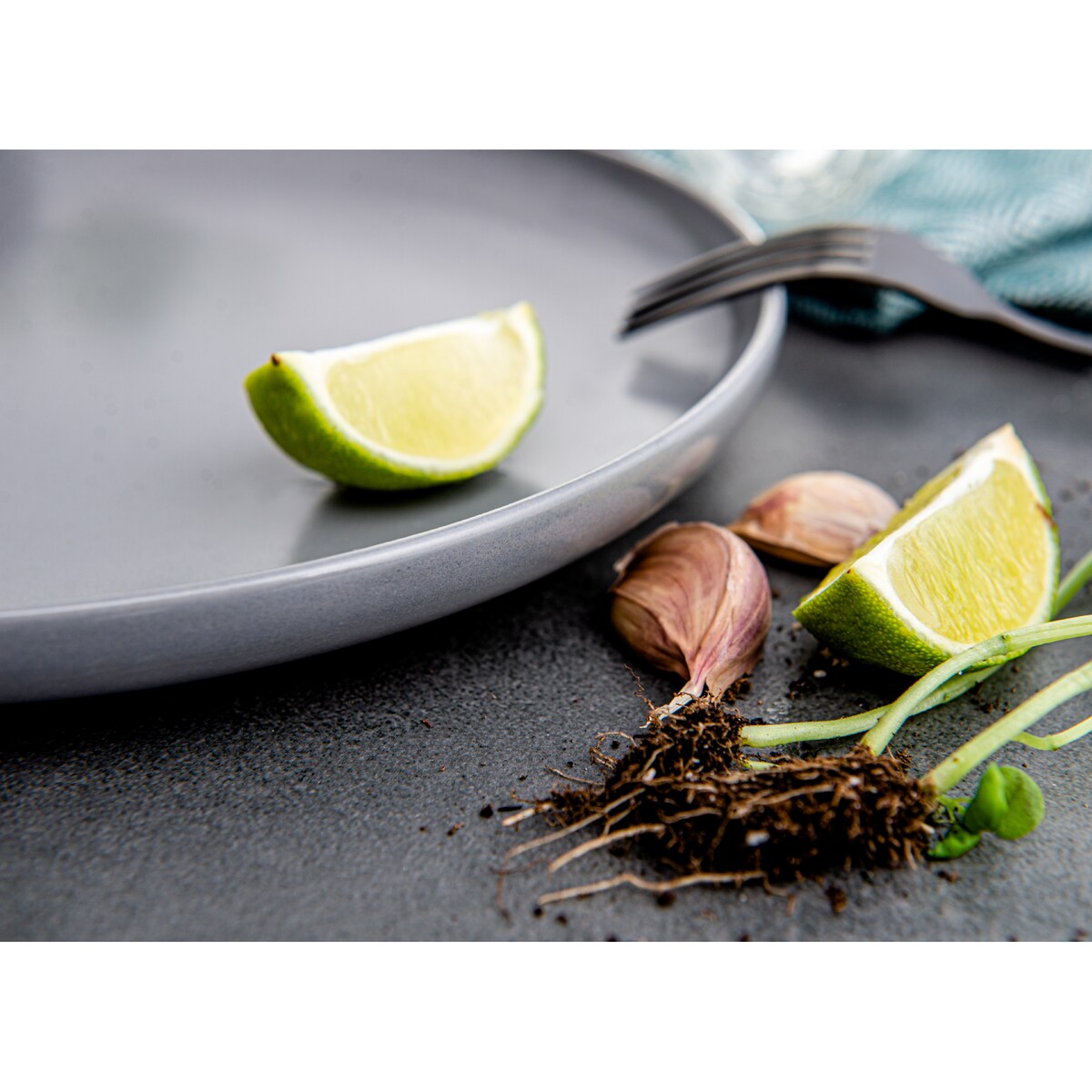 KONSIMO VICTO Zestaw talerzy obiadowych dla 6 osób (6 elementów) szary