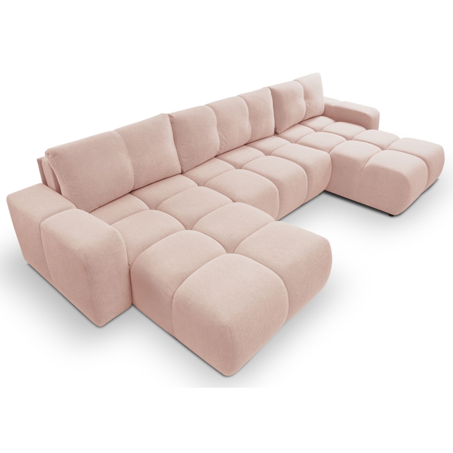 Nowoczesny Narożnik U SOHI z funkcją spania, Curio 60 - Jasny róż