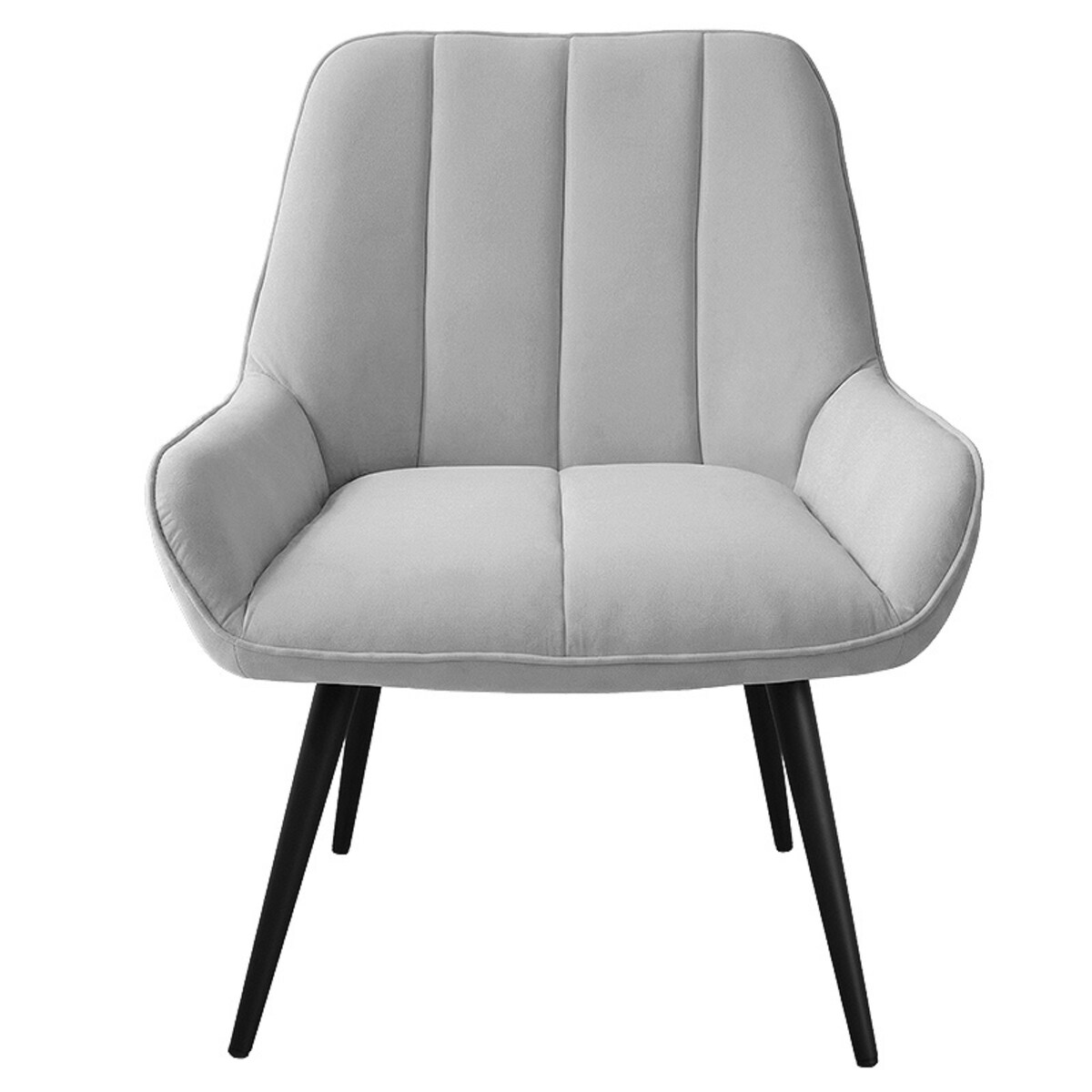 Fotel uszak tapicerowany welurowy wygodny z czarnymi nogami do salonu szary