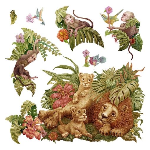 Zestaw naklejek na ścianę, Safari tropikalne, 130cm