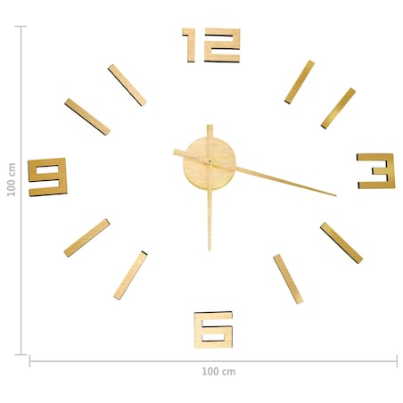 vidaXL Zegar ścienny 3D, nowoczesny design, złoty, 100 cm, XXL