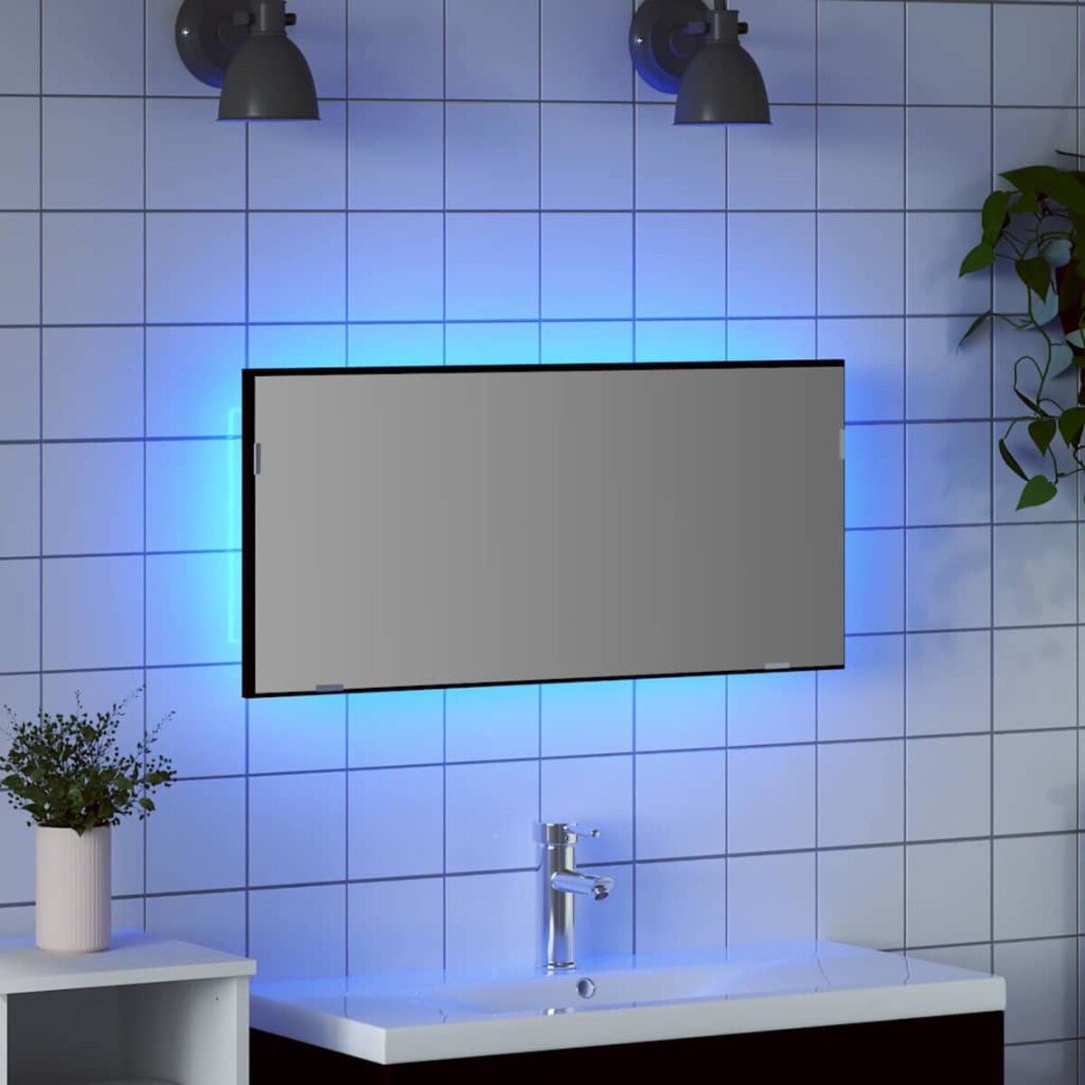 vidaXL Lustro łazienkowe Z lustrem Czarny dąb 80 x 8.5 x 37 cm