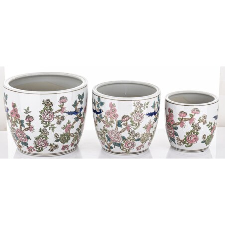 Osłonka 3 szt. ceramiczna w kwiaty 20,5x25 i 19x20 VASI DI FIORI