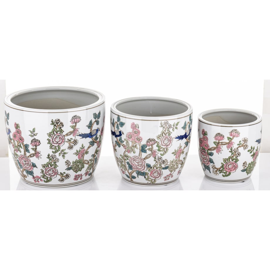 Osłonka 3 szt. ceramiczna w kwiaty 20,5x25 i 19x20 VASI DI FIORI