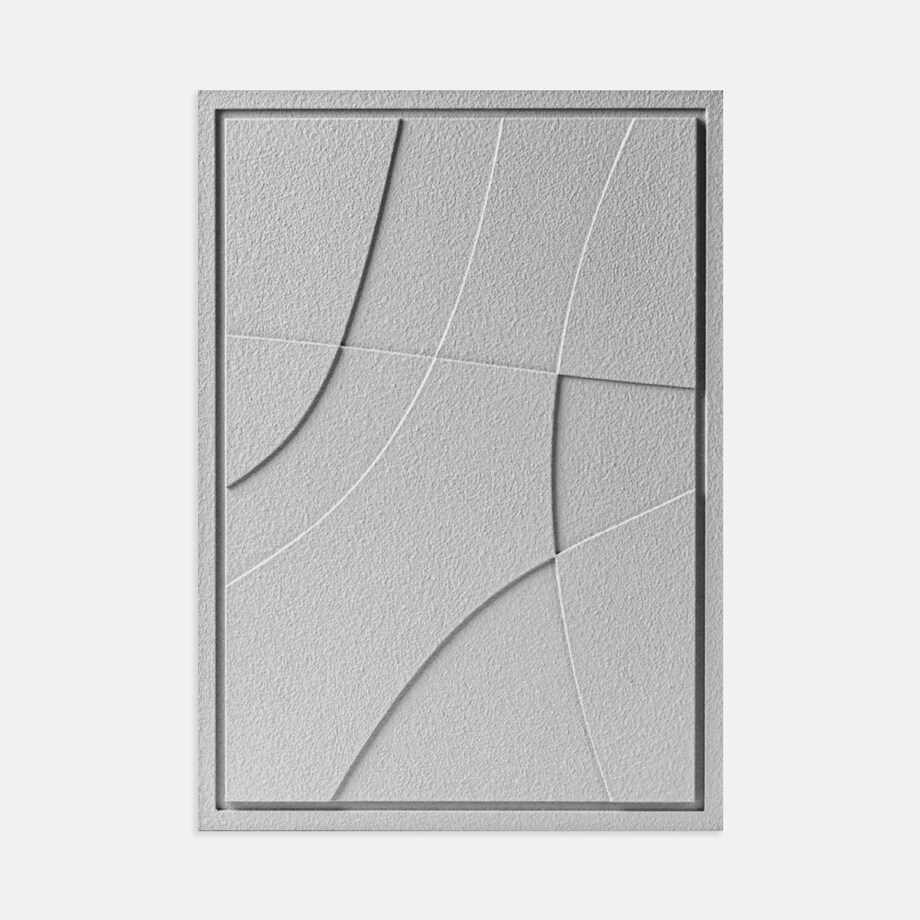 Obraz 3D 35x50cm Abstract II – Dekoracja Ścienna z Tynku Naturalnego, Milky Grey Minimalistyczny Relief