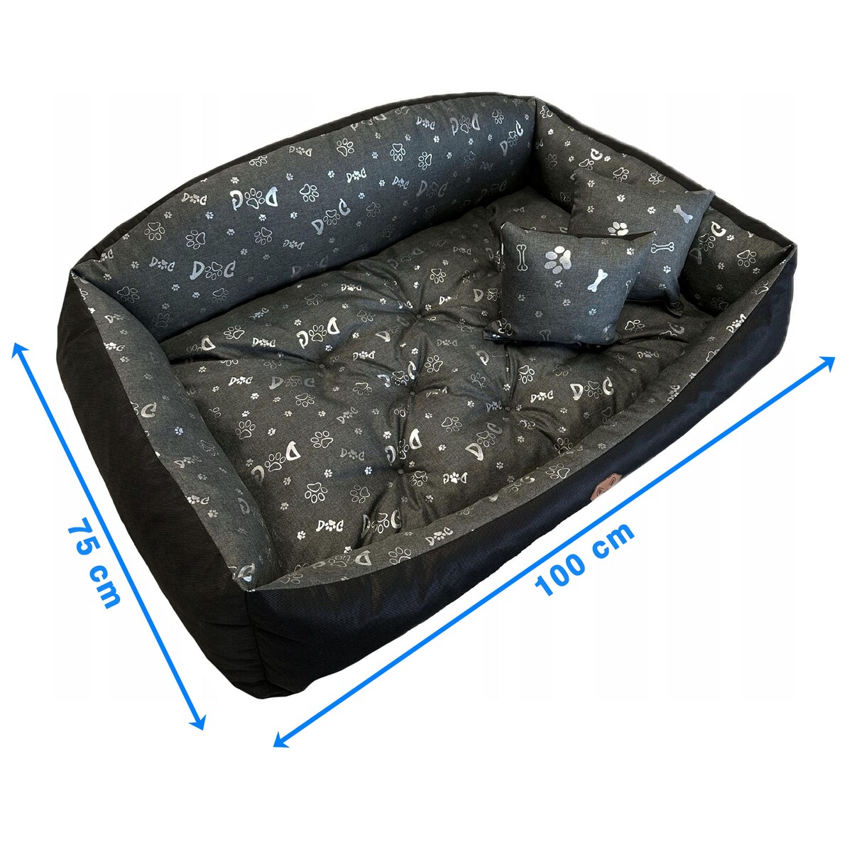 Legowisko Dla Psa Kanapa Posłanie Muszla 100X75 Cm Wodoodporne Poduszki Pikowane Kość Srebrna