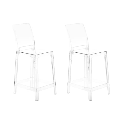 Zestaw 2 krzeseł barowych przezroczysty WELLINGTON