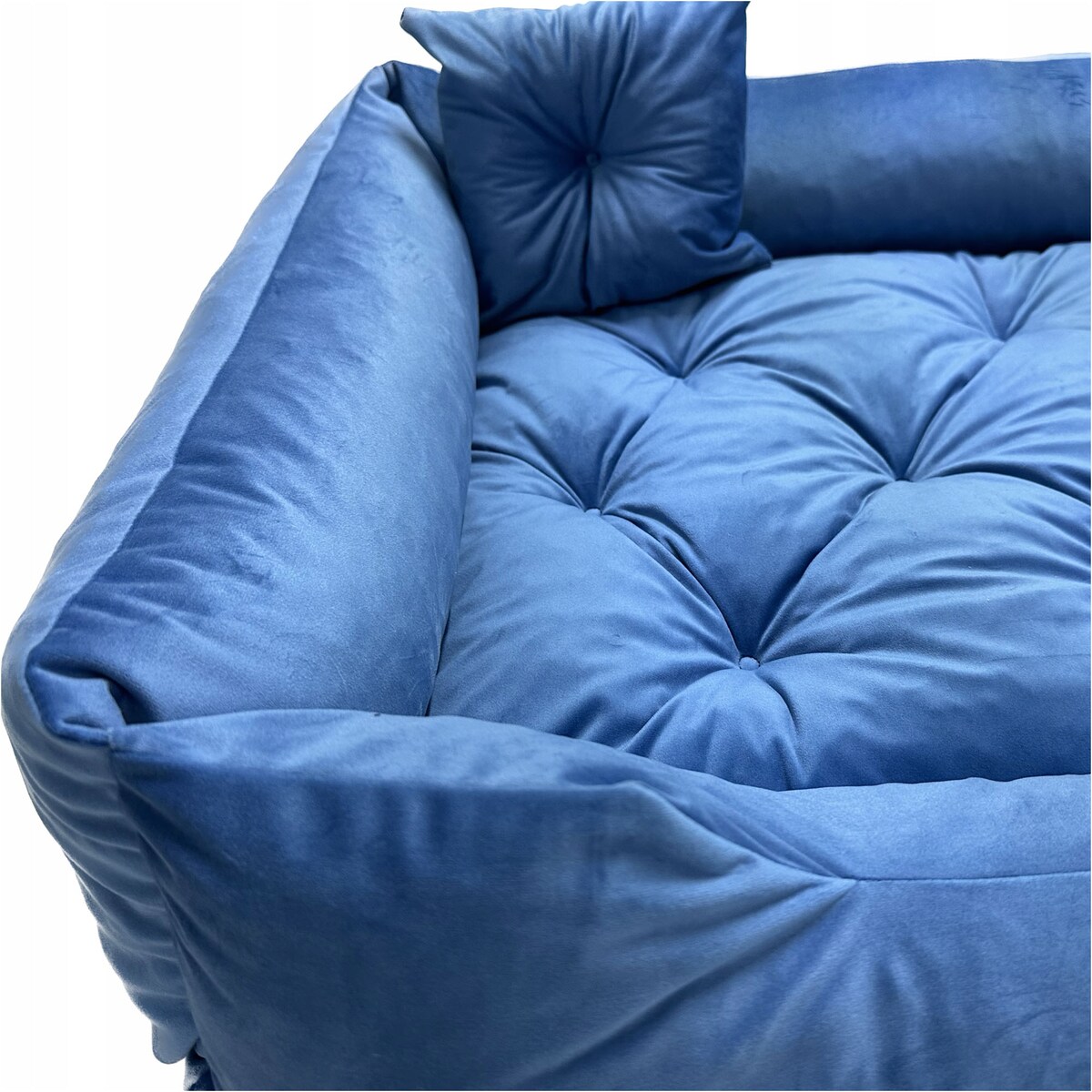 Legowisko Dla Psa Kanapa Posłanie Welurowe 90X75 Cm Pikowane Prestiżowe Niebieskie