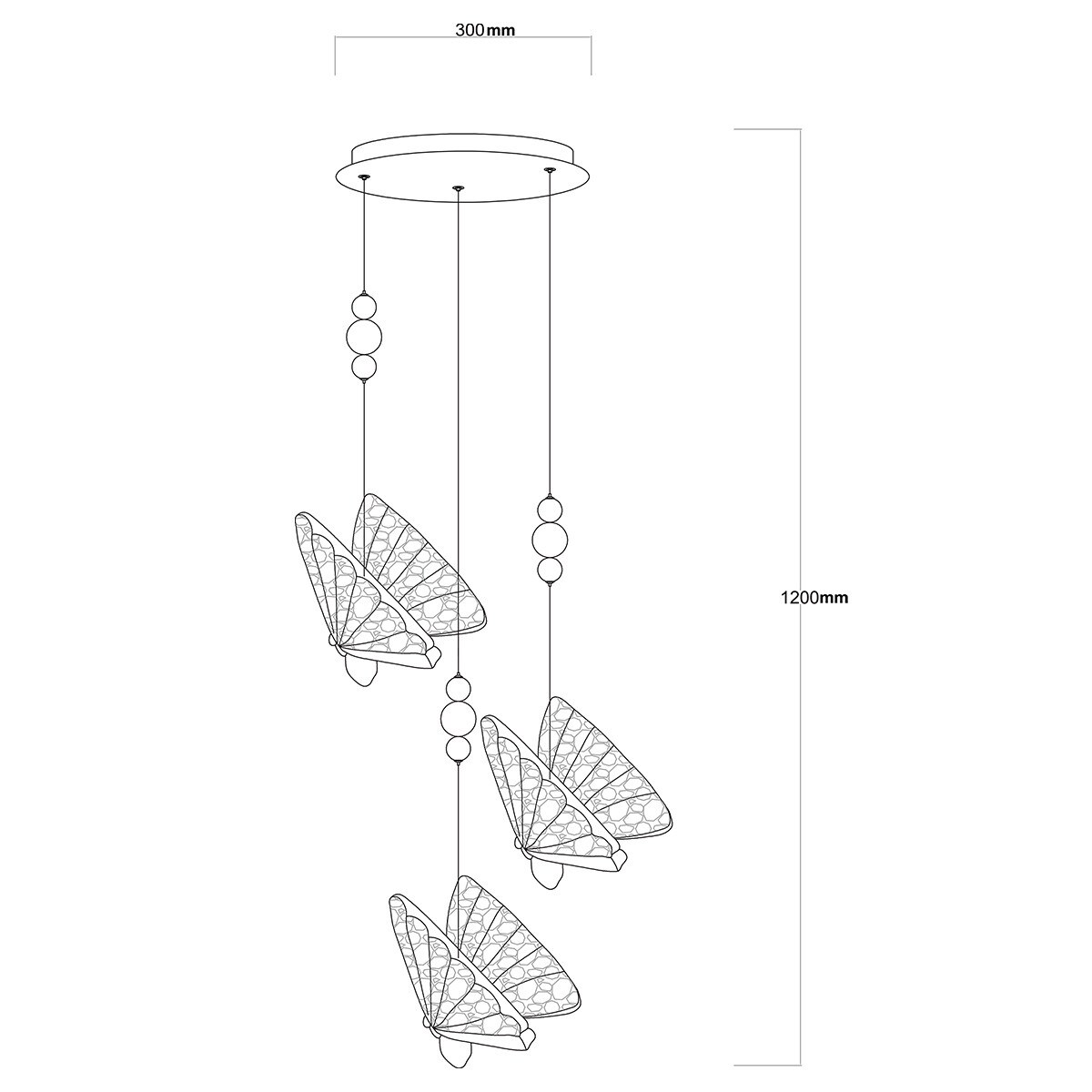 Lampa sufitowa wisząca Light Prestige Mariposa chrom LED CCT 3000, 4000, 6000 (regulowana) 1 szt.