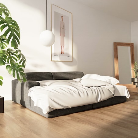 Villet Sofa narożna lewa z funkcją spania i pojemnikiem antracytowa