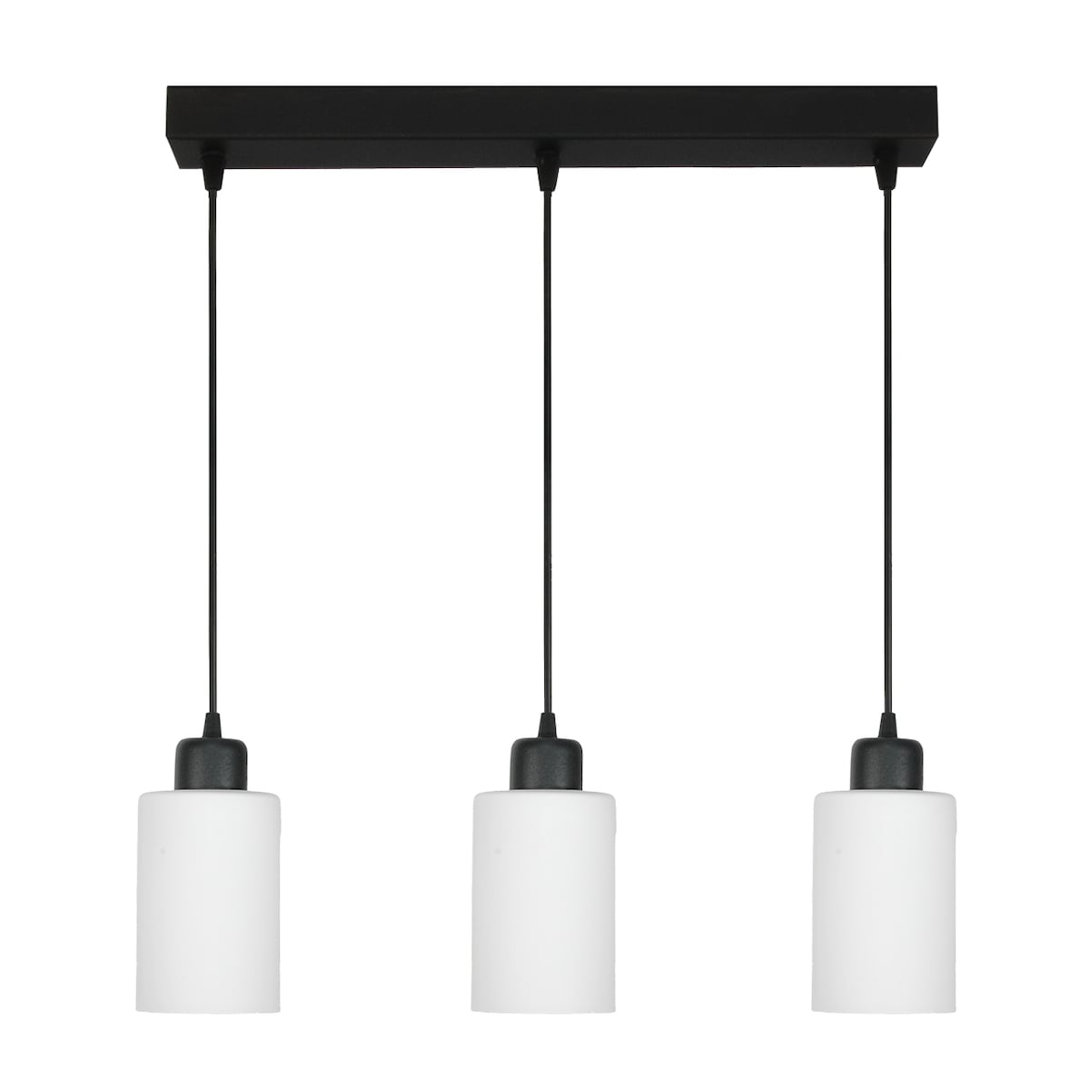 lampa wisząca 3 punktowa edylit czarna z białym kloszem