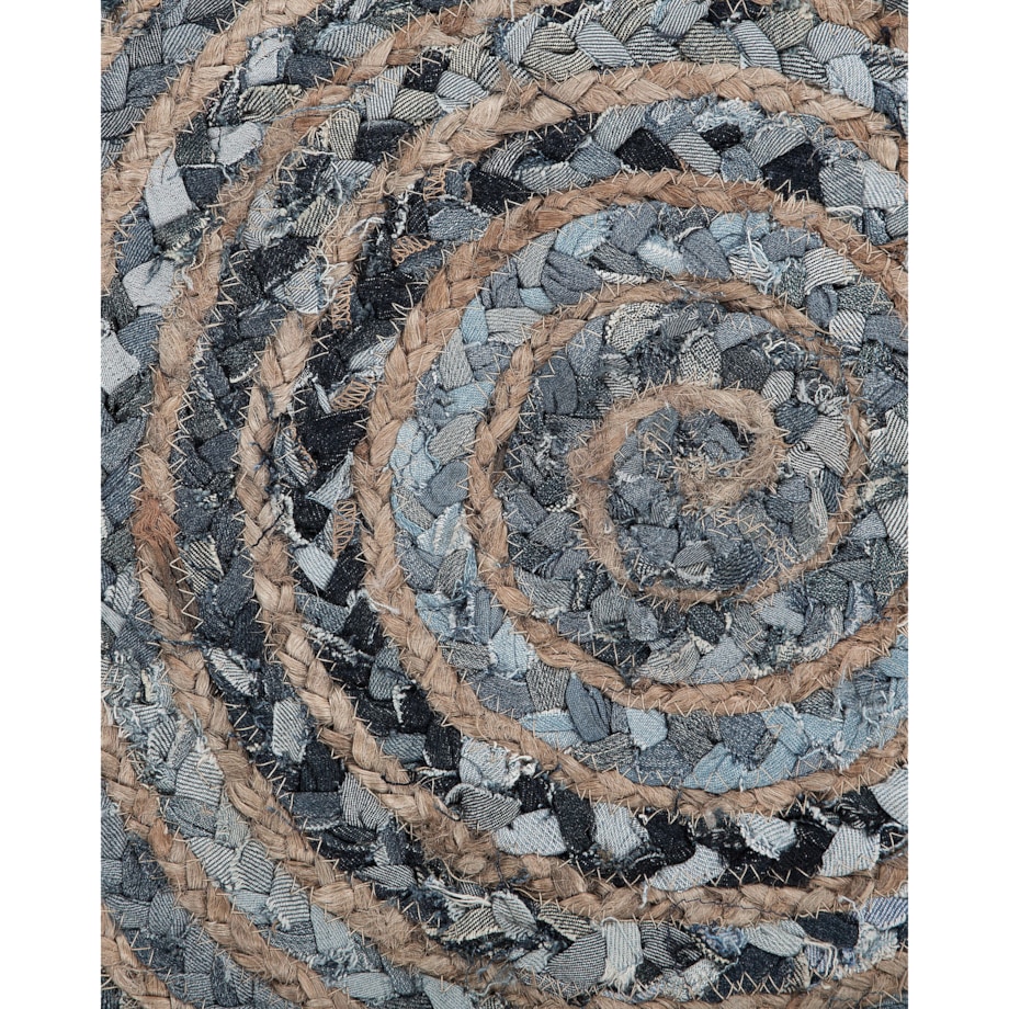 Dywan okrągły z juty ø 120 cm niebiesko-beżowy MASLAK