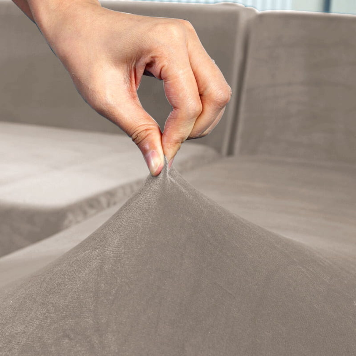 POKROWIEC NA FOTEL KANAPĘ BEŻ CAPPUCCINO WELUR 1 OSOBOWY [22Z1]