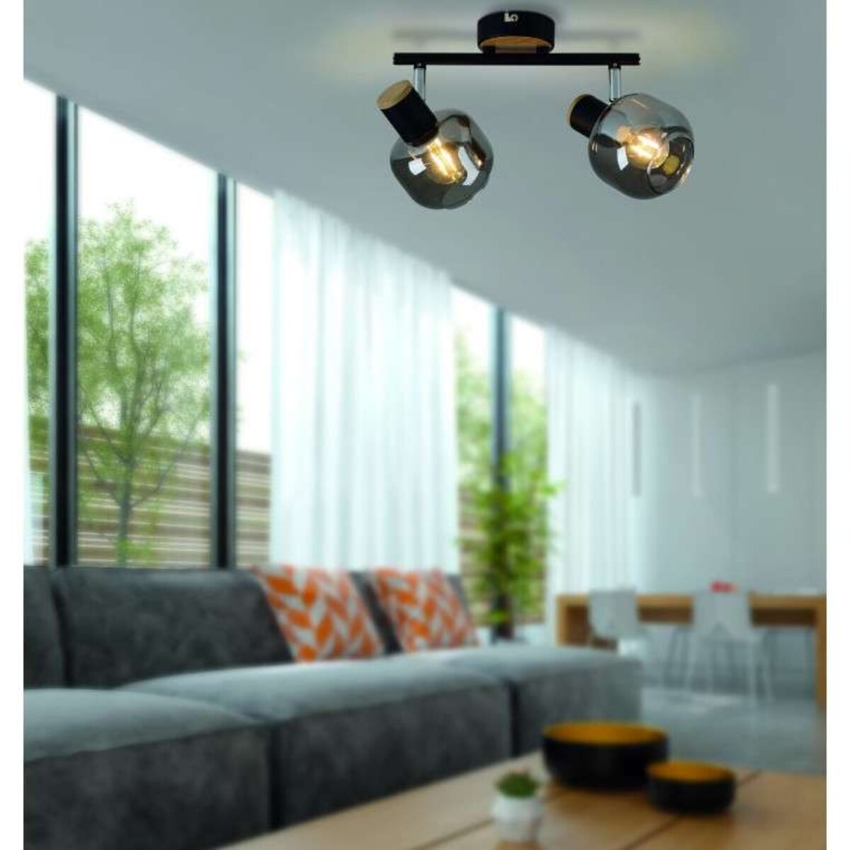 Regulowana LAMPA sufitowa FUMOSO 1350122 Nave szklana OPRAWA loftowe reflektorki czarne przydymione