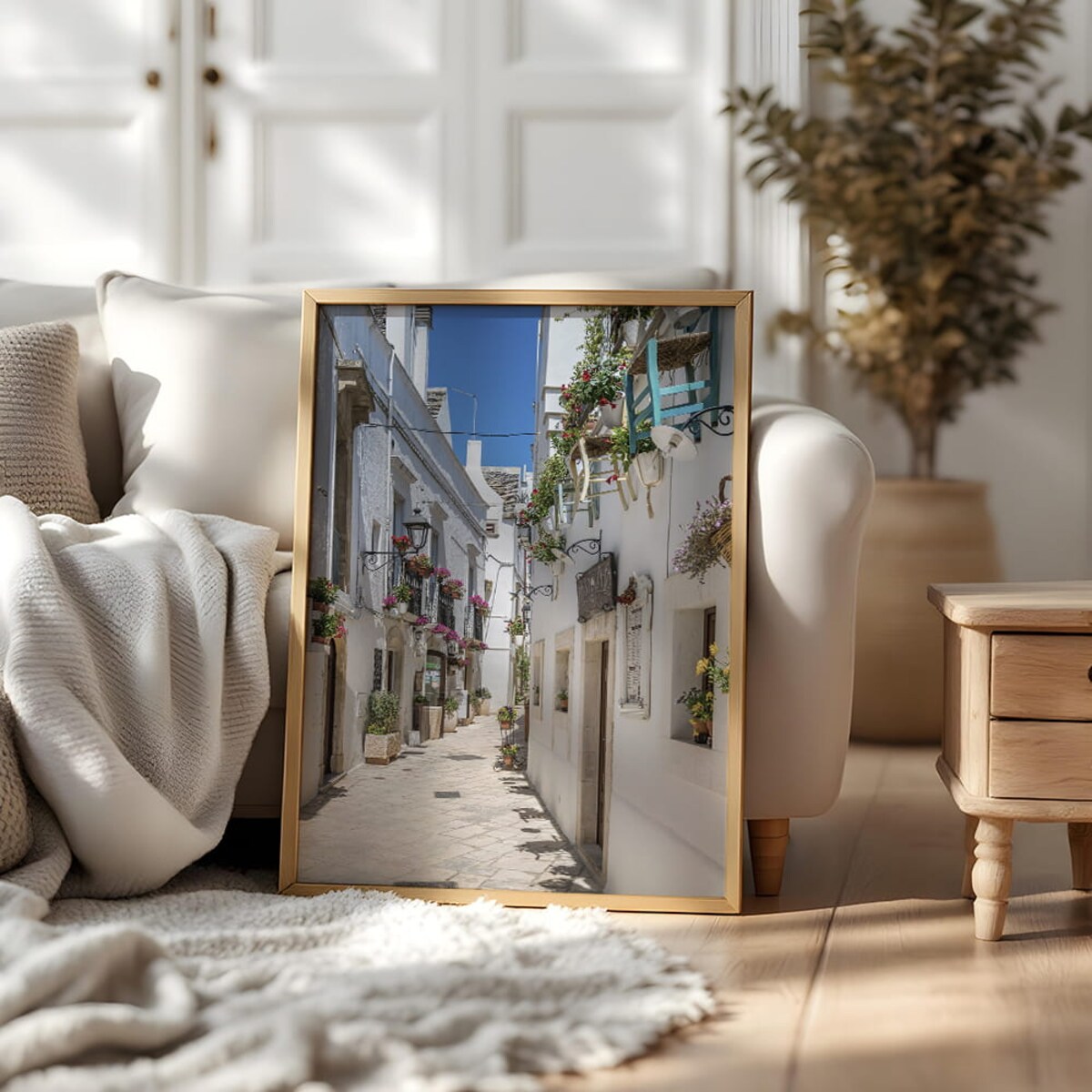 plakat malownicza uliczka locorotondo apulia włochy 50x70