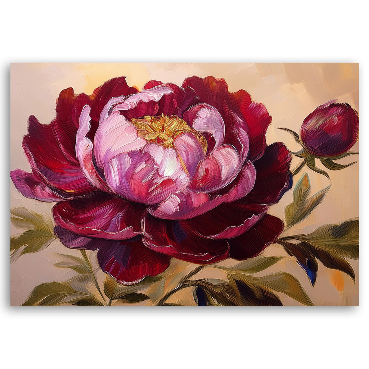 Obrazy do salonu nowoczesne Kwiat Piownia Czerwony Malowany 100x70