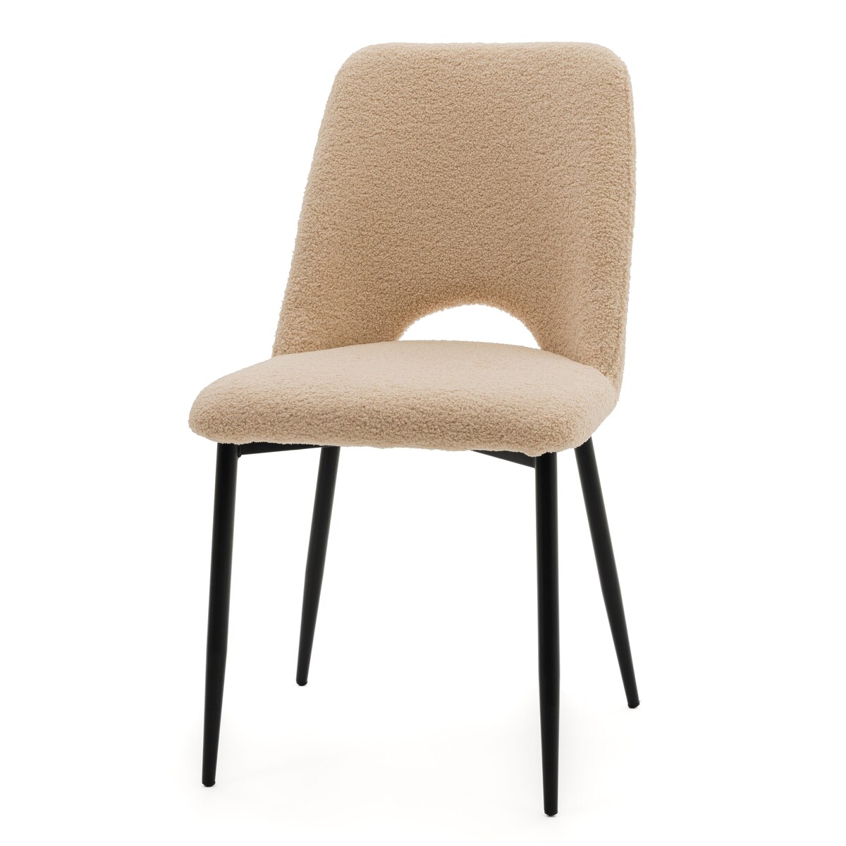 KRZESŁO TAPICEROWANE DO SALONU GLAMOUR TKANINA BOUCLE TEDDY BEŻOWE ORO