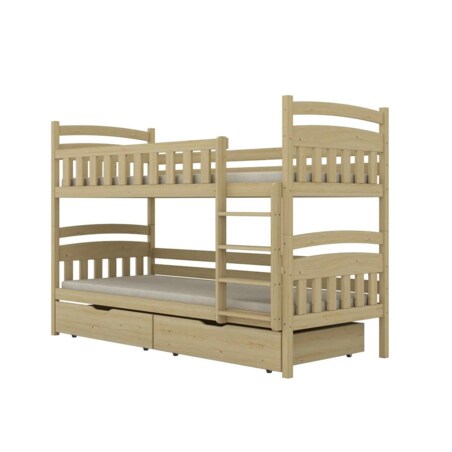 Łóżko piętrowe JULITA 180x80 sosna lakierowana drewniane z szufladami