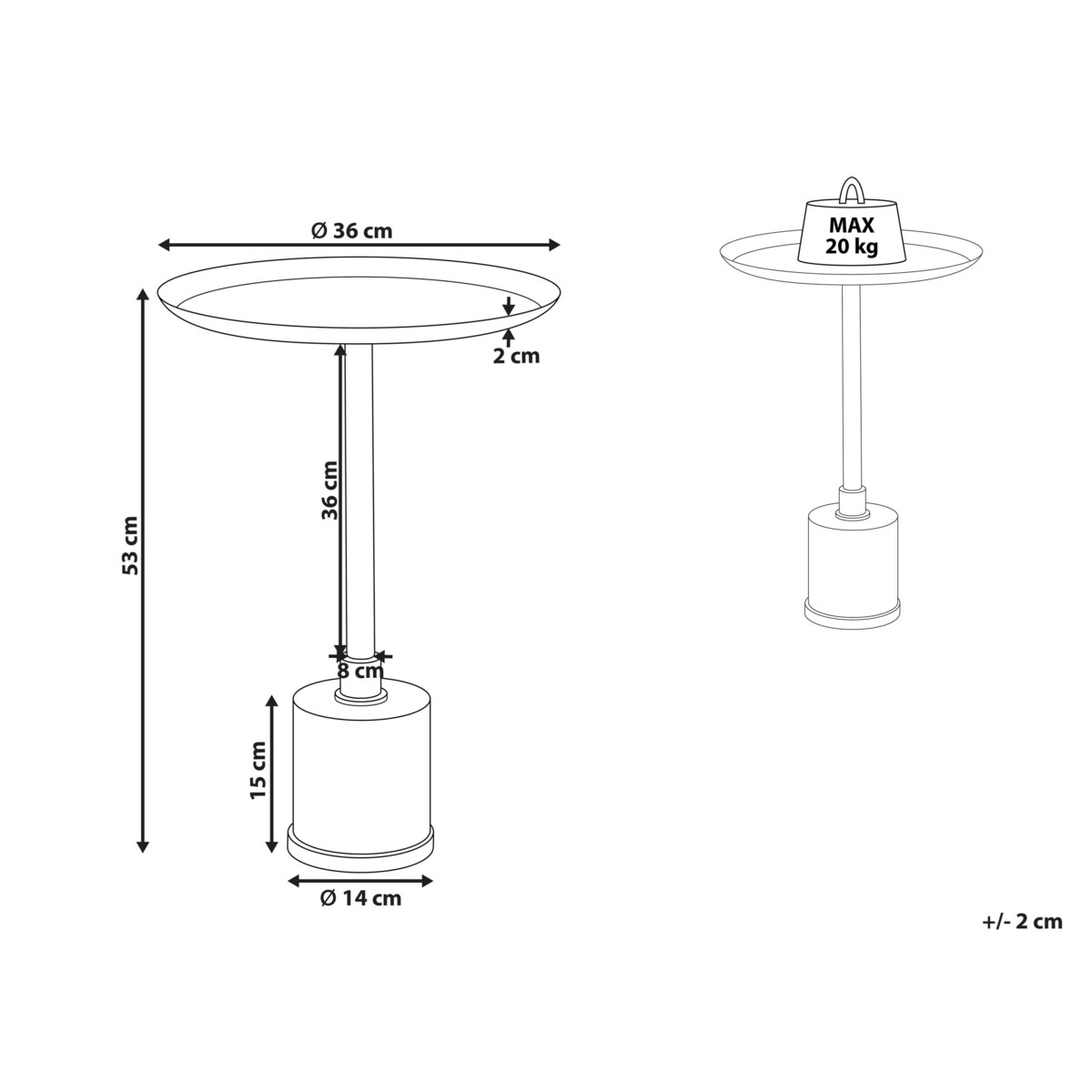 Stolik pomocniczy CAMELO Metal Biały marmur