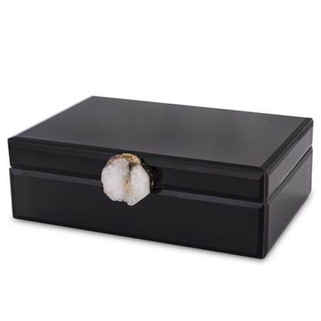 Szkatułka szklana czarna z agatem 8x24,5x18,5 cm