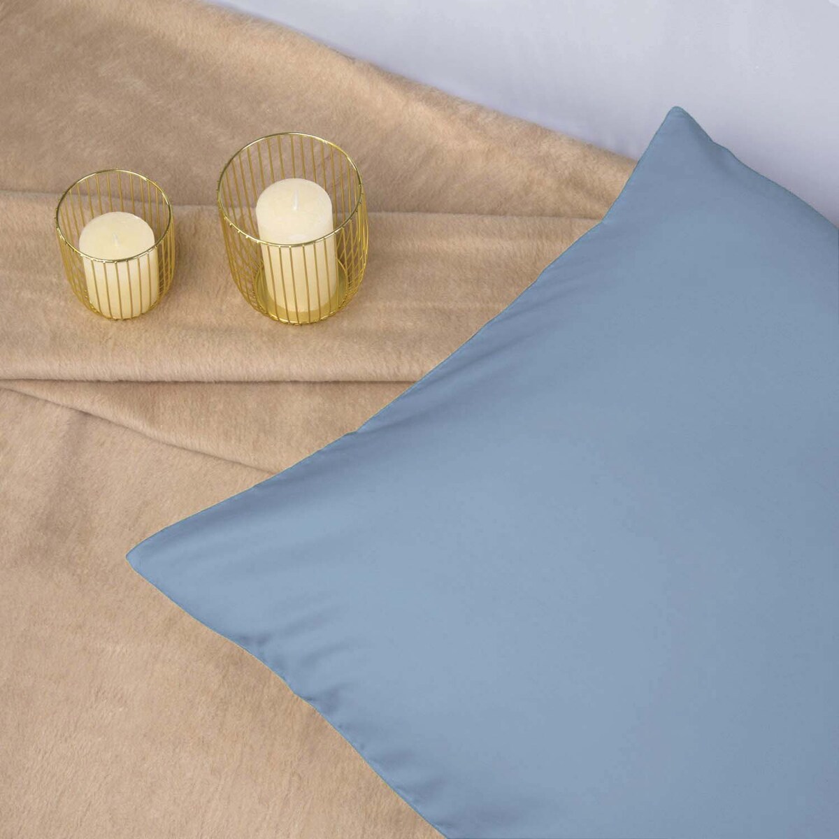 Pościel satyna bawełniana 180x200 kolor niebieski