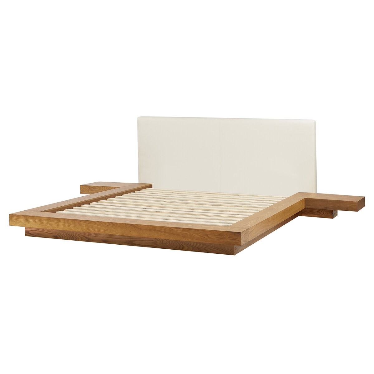 Łóżko LED Ekoskóra ZEN 160 x 200 cm Jesion naturalny
