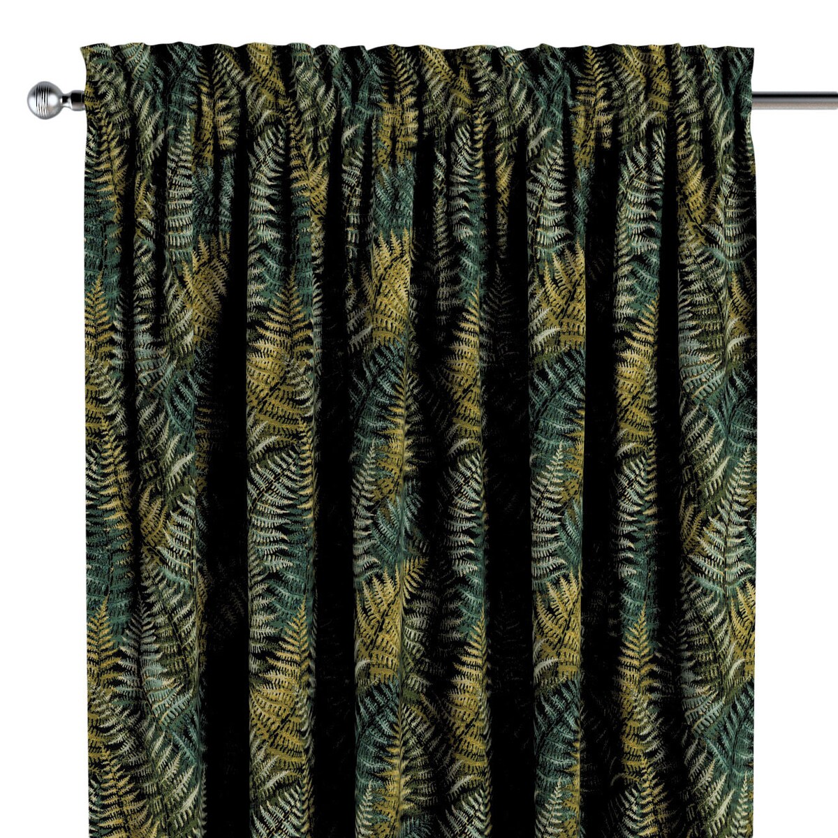 Zasłona na kanale z grzywką 1 szt. 130x260 zielone liście paproci